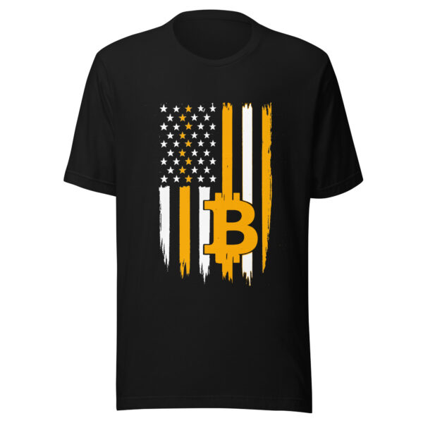 Bitcoin Flag Tee – Distressed Patriotic Crypto T-Shirt
